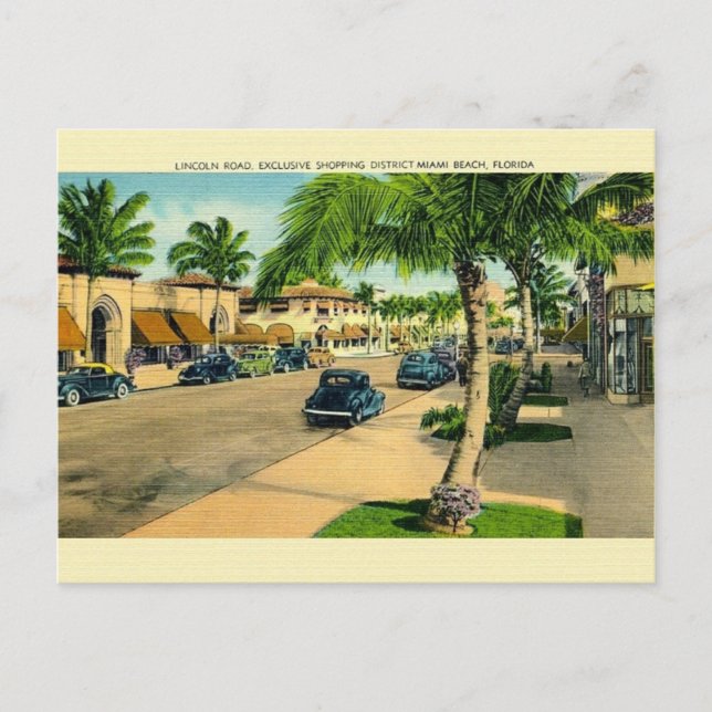 Cartão postal Vintage Lincoln Road Miami Beach (Frente)