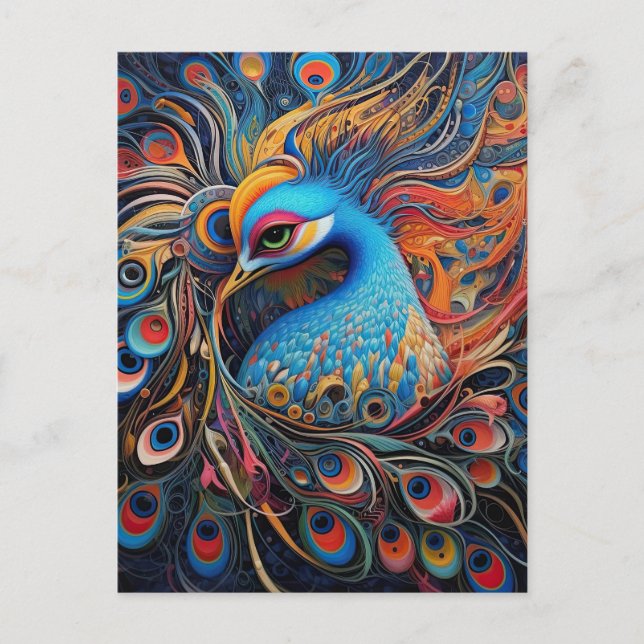 Cartão Postal Vintage Linda Peacock Art Nouveau (Frente)