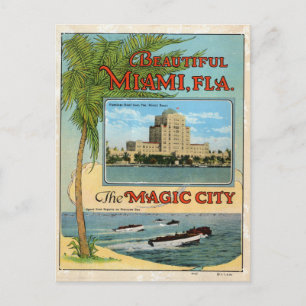 Cartão Postal Vintage Linda Viagem da cidade mágica de Miami, Fl