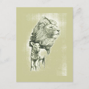 Cartão postal Vintage Lion & Lamb