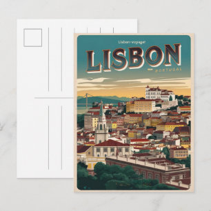 Cartão Postal Vintage lisbon portugal viagem presentes e souveni