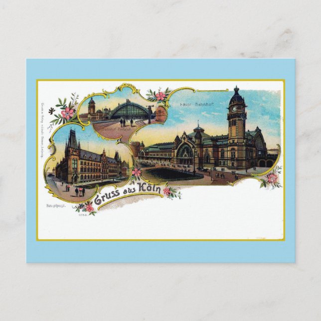 Cartão Postal Vintage Litho Gruess aus Köeln (Frente)