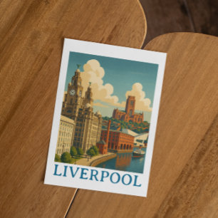 Cartão Postal Vintage Liverpool England Viagem City View