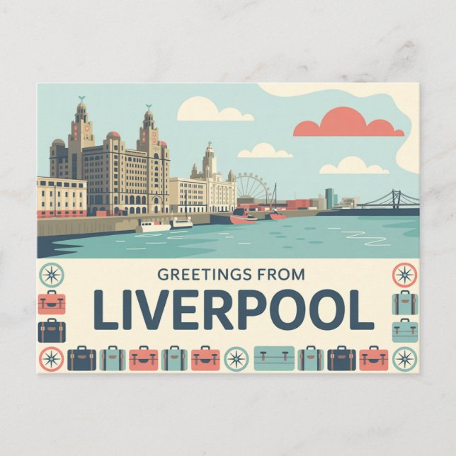 Cartão postal Vintage Liverpool | Saudações de (Frente)