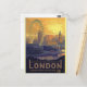 Cartão Postal Vintage London Big Ben Parlamento Thames River (Frente/Verso In Situ)