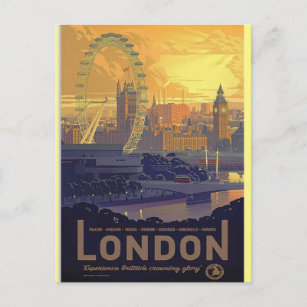 Cartão Postal Vintage London Big Ben Parlamento Thames River
