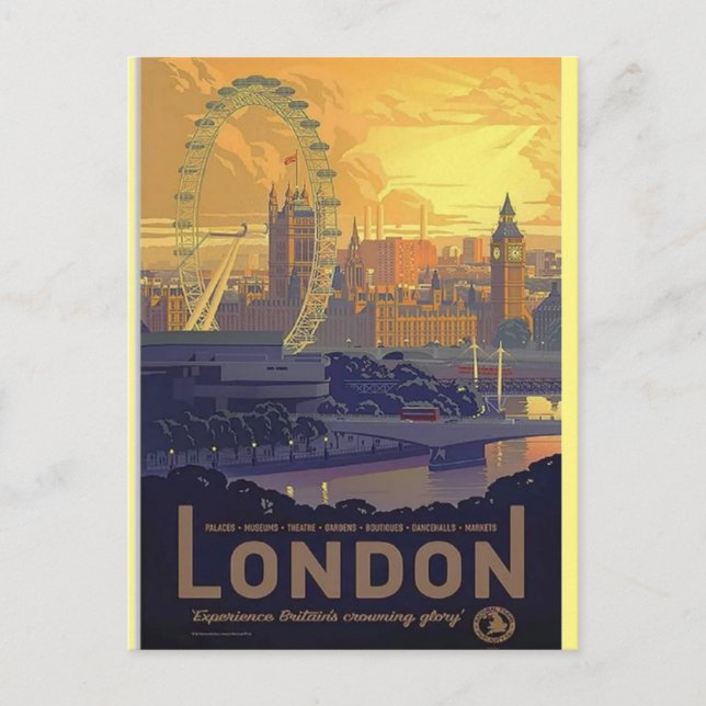 Cartão Postal Vintage London Big Ben Parlamento Thames River (Frente)