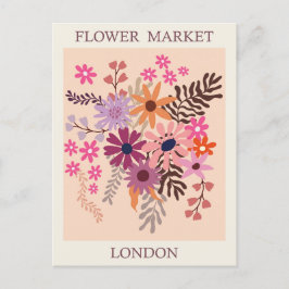 Cartão Postal Vintage London England Flower Market Viagem