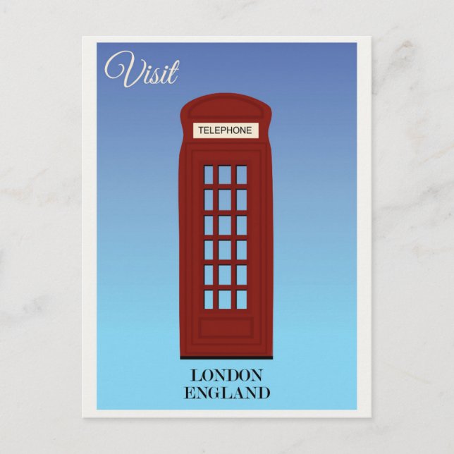 Cartão Postal Vintage London Red Phone Booth Viagem (Frente)