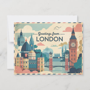 Cartão postal Vintage London   Saudações de Londre