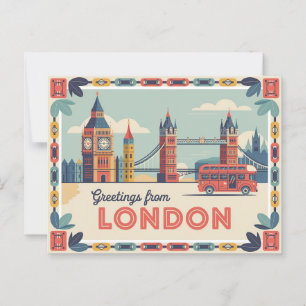 Cartão postal Vintage London   Saudações de Londre