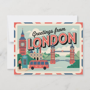 Cartão postal Vintage London   Saudações de Londre