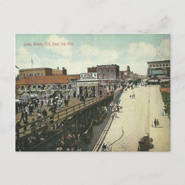 Cartão Postal Vintage Long Beach California (Frente)