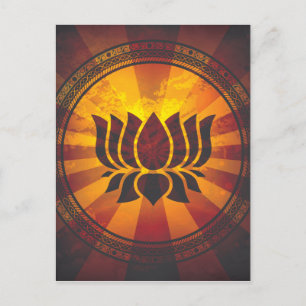 Cartão Postal Vintage Lotus Flower Impressão