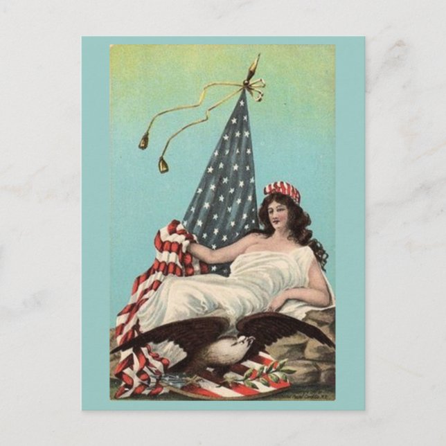 Cartão Postal Vintage Lounging Lady Liberty (Frente)