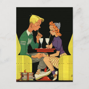 Cartão Postal Vintage Love and Romance, adolescentes no Compro S