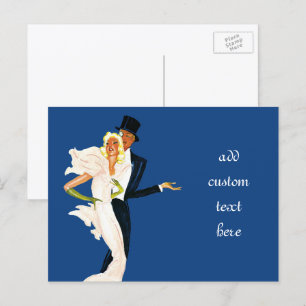 Cartão Postal Vintage Love and Romance, Casal de Casamento Moder