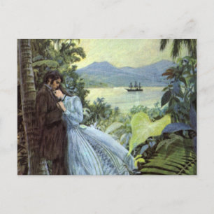 Cartão Postal Vintage Love and Romance, visão tropical românti