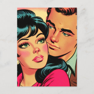 Cartão Postal Vintage Love Histórias em quadrinhos