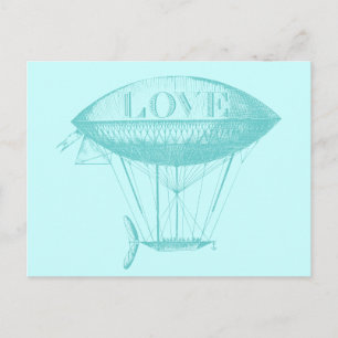 Cartão Postal Vintage Love Zeppelin Blue