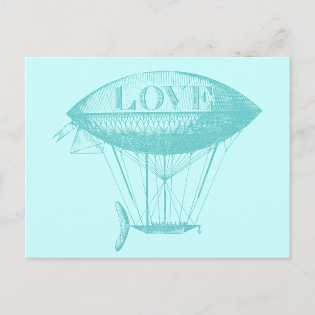 Cartão Postal Vintage Love Zeppelin Blue (Frente)