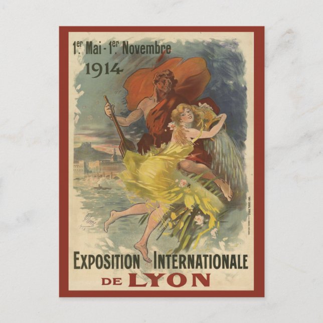 Cartão Postal Vintage Lyon França - Viagem francês (Frente)