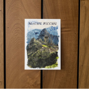 Cartão Postal Vintage Machu Picchu Peru Watercolor Paint