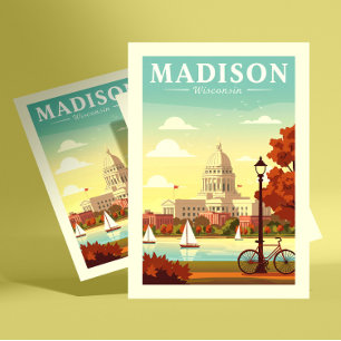 Cartão Postal Vintage Madison Wisconsin