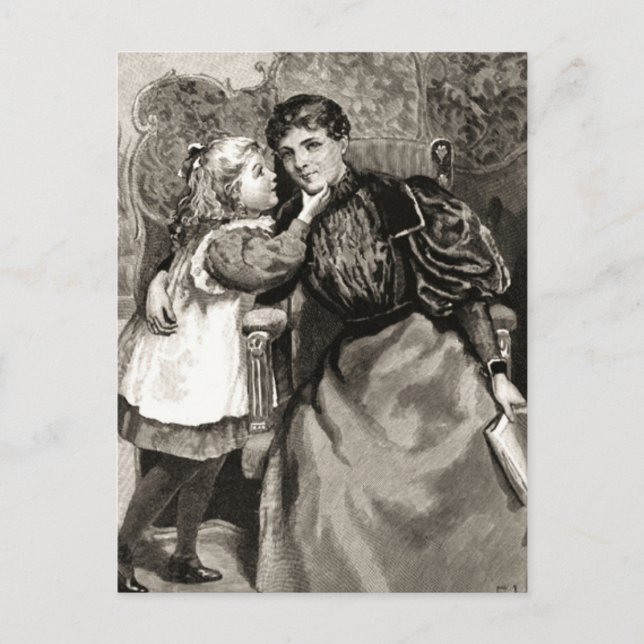 Cartão Postal Vintage Madre e Filha (Frente)