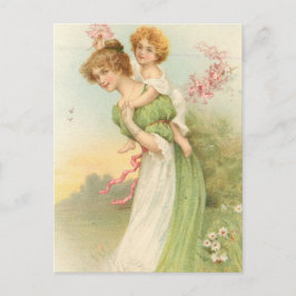 Cartão Postal Vintage, mãe e filho