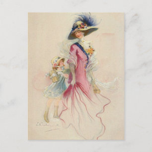 Cartão Postal Vintage Mãe e Filho