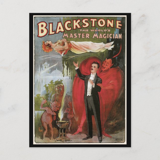 Cartão Postal Vintage Magic Poster, Excelente Blackstone Magistr (Frente)