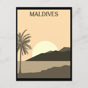 Cartão Postal Vintage Maldives Tropical Beach Ocean Viagem
