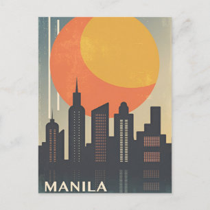 Cartão Postal Vintage manila philippines Viagem aqucolor retro