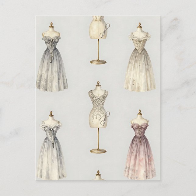 Cartão Postal Vintage Mannequin Ballgown Pattern (Frente)