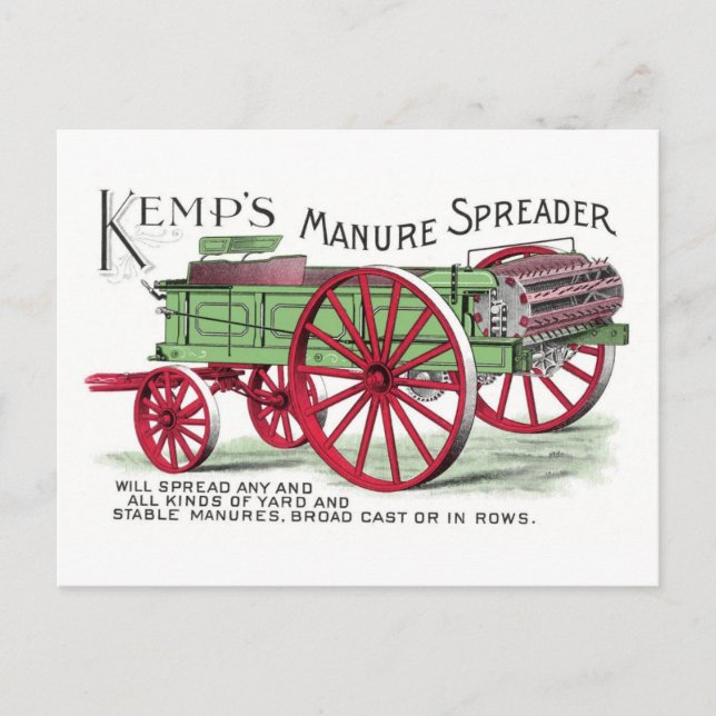 Cartão Postal Vintage Manure Spreader Machine (Frente)