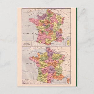 Cartão Postal Vintage map, 1920, França
