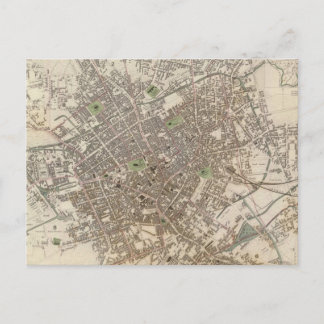 Cartão Postal Vintage Map of Birmingham England (1839)