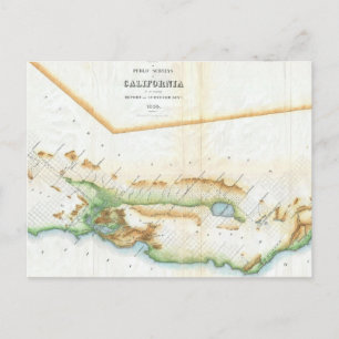 Cartão Postal Vintage Map of California (1854)