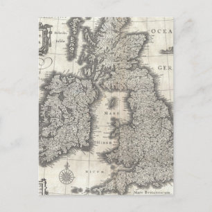 Cartão Postal Vintage Map of England and Ireland (1631)