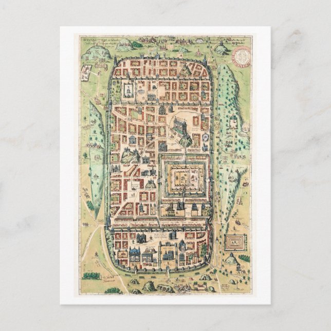 Cartão postal Vintage Map of Jerusalem (Frente)