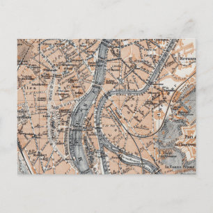 Cartão Postal Vintage Map of Liège Belgium (1905)