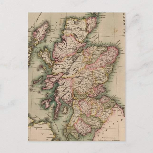 Cartão Postal Vintage Map of Scotland (1814) (Frente)