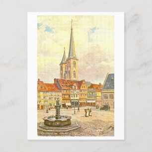Cartão Postal Vintage Market Halberstadt Alemanha