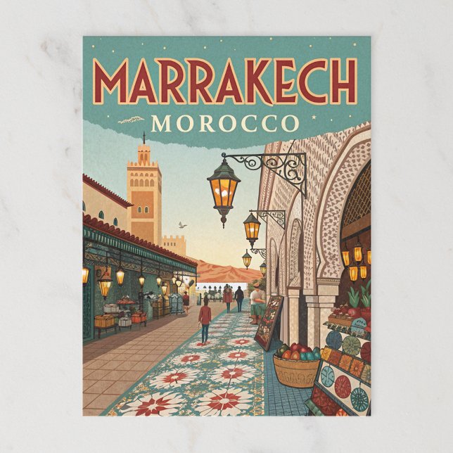 Cartão Postal Vintage Marrakesh Marrocos Souk (Criador carregado)