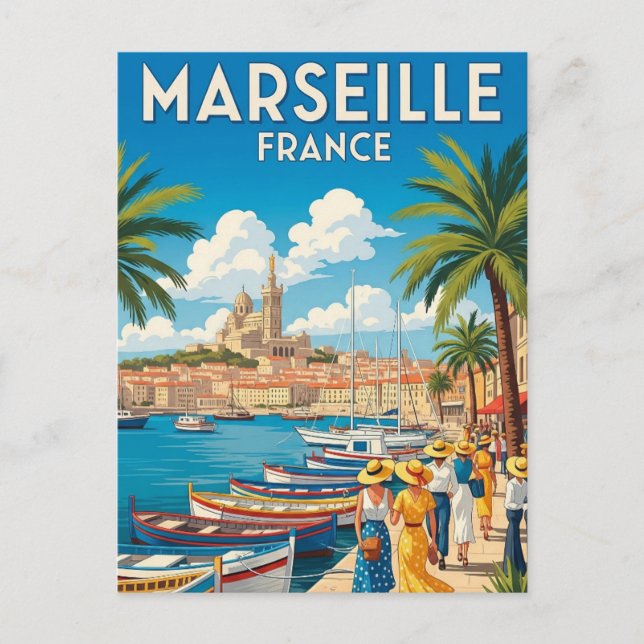 Cartão Postal Vintage Marseille France Viagem (Frente)