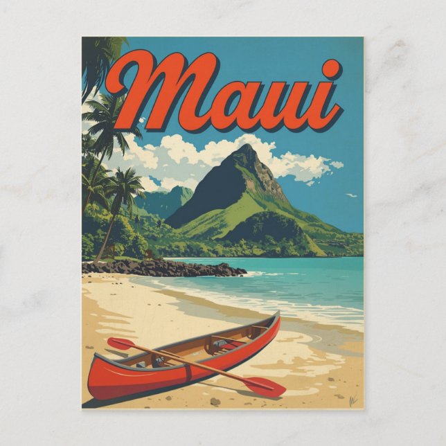 Cartão Postal Vintage Maui Hawaii Viagem (Frente)