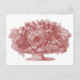 Cartão Postal Vintage Mauve Flower Esquema