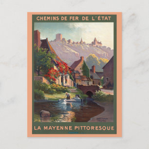 Cartão Postal Vintage Mayenne France Train French Viagem