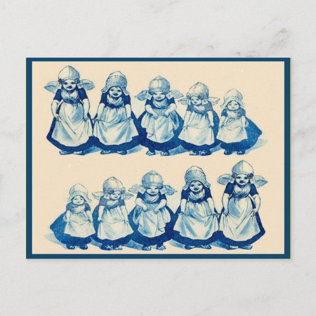 Cartão Postal Vintage meninas holandesas (Frente)